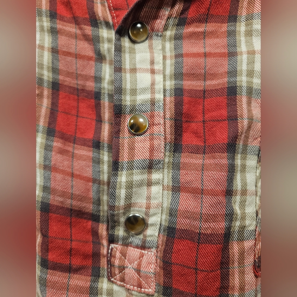 Haute Hippie Red Plaid Flannel Pullover Henley XS Boho Grunge Western Chic - Picture 5 of 7